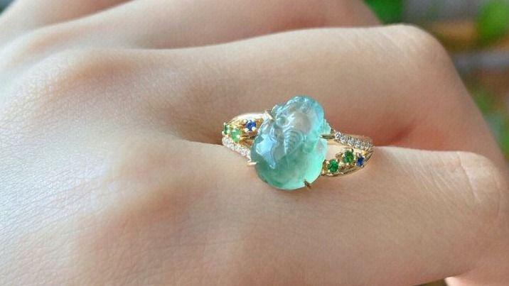 翡翠|民族风格设计款翡翠貔貅戒指~