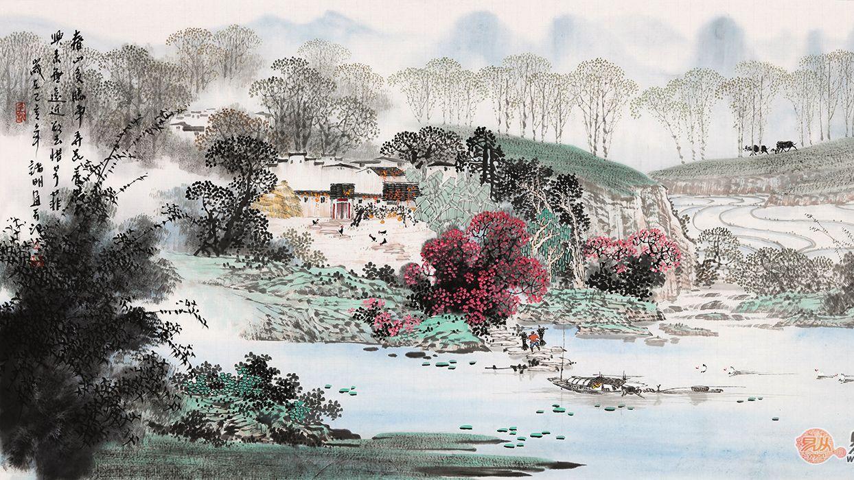 办公室|办公室高档装饰画　诸明作品 中式山水画