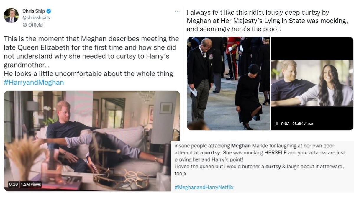 欧美明星|梅根在纪录片中「模仿行屈膝礼」，演到连哈里都不自在了