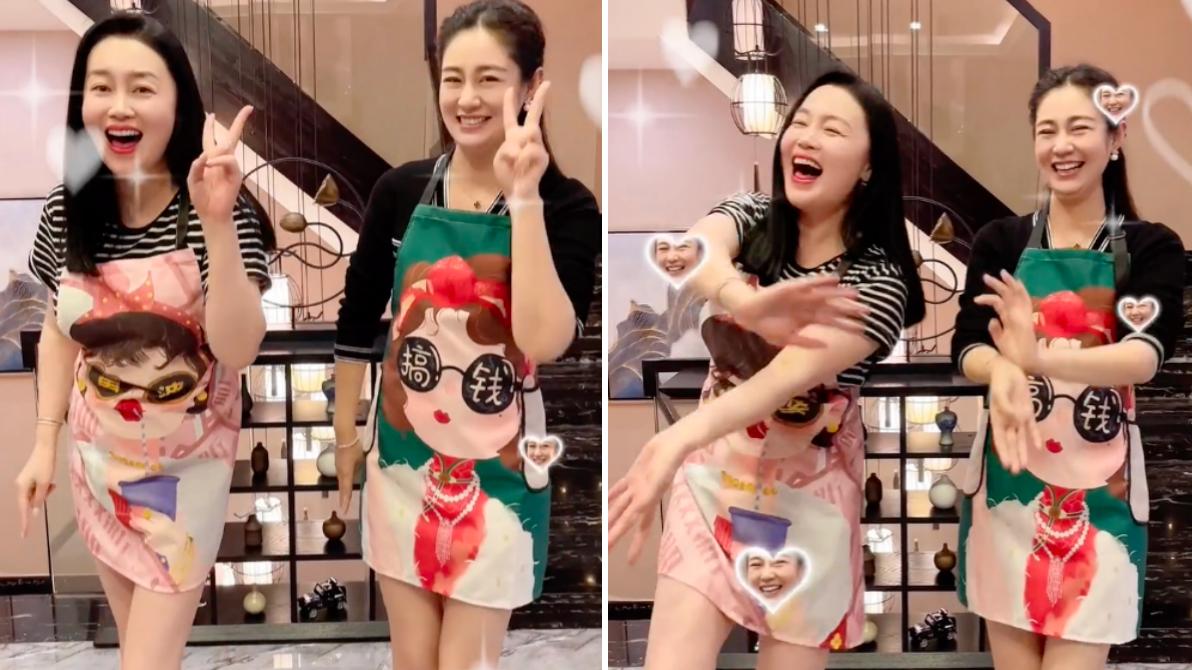 关婷娜|39岁关婷娜厨房兴奋热舞！戴围裙扭胯大秀美腿，曾和赵本山演夫妻