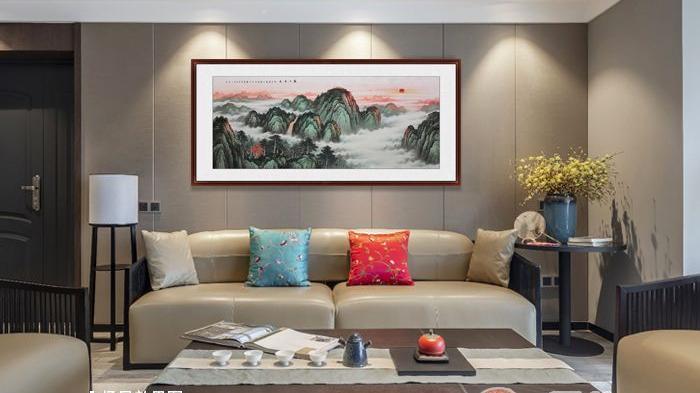 沙发墙挂画 美好吉祥山水画 打造新中式客厅