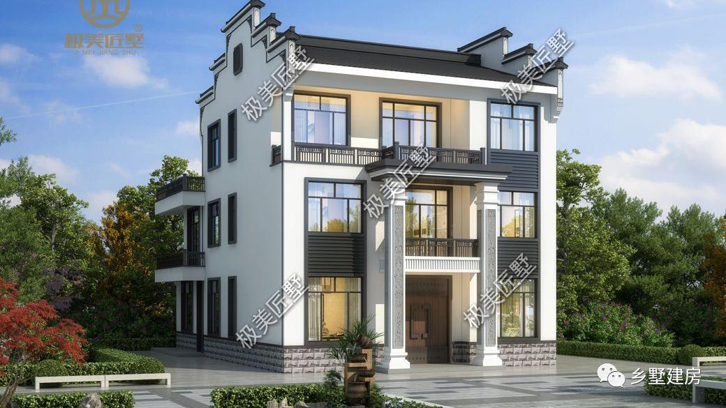 别墅|10.76X16.62米宅基地不规整想建房？试试来栋徽派，典雅又大气