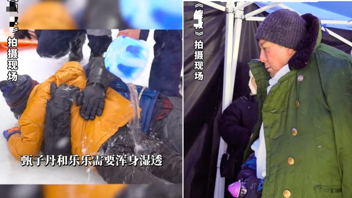 甄子丹|甄子丹贾冰片场打闹！躺地上用力翻滚不怕脏，韩雪围观大笑忙搀扶