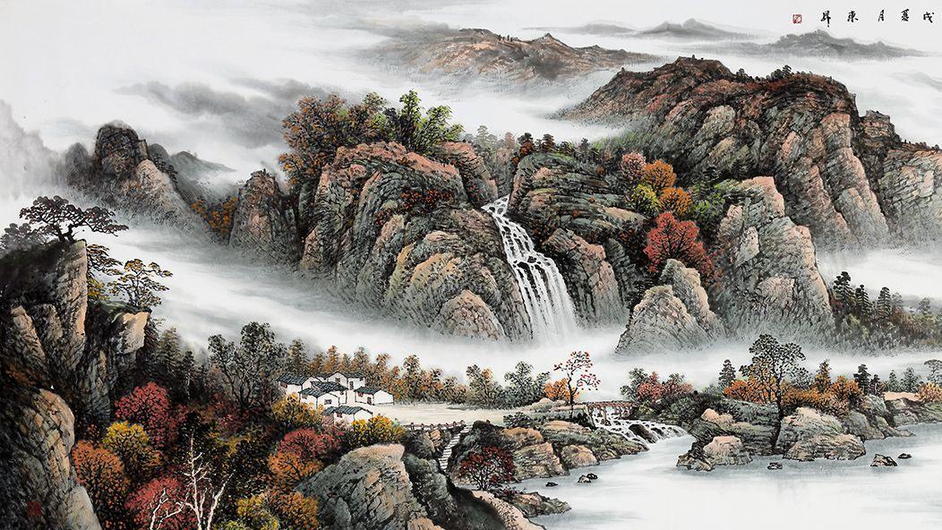 办公室|办公室怎么装饰 赵洪霞山水作品 让办公空间更有品味