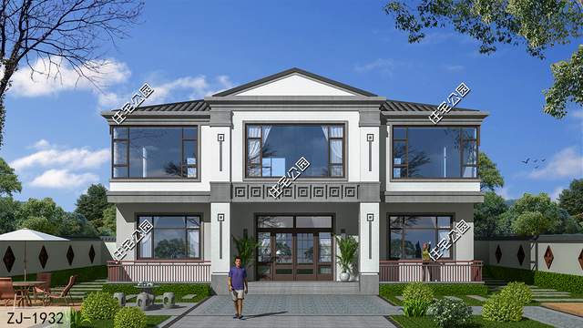 14×10米造价30万的新中式别墅，全景落地窗采光通风好