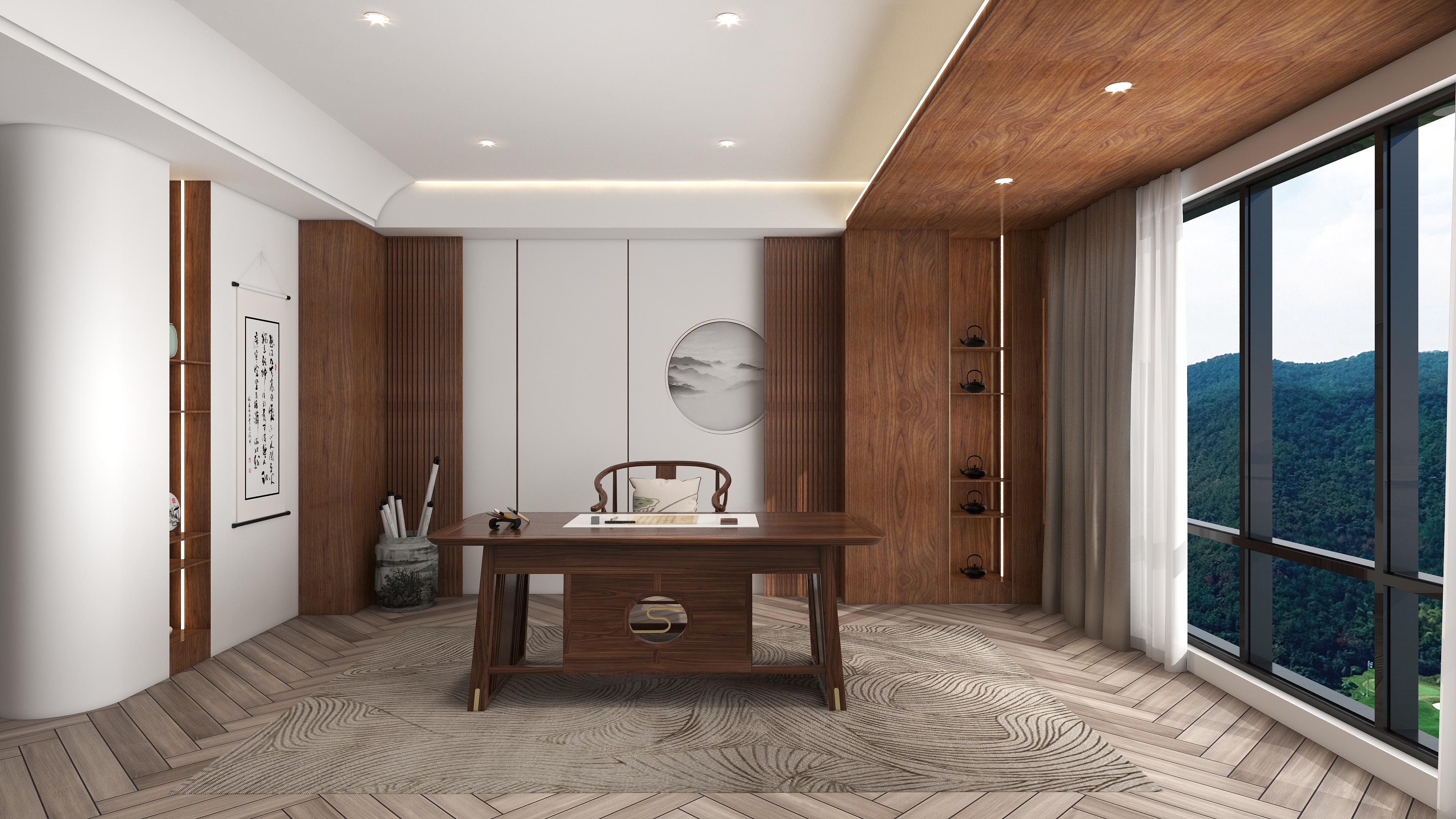 儒雅宁静的新中式风格，让你的书房更有书香气息