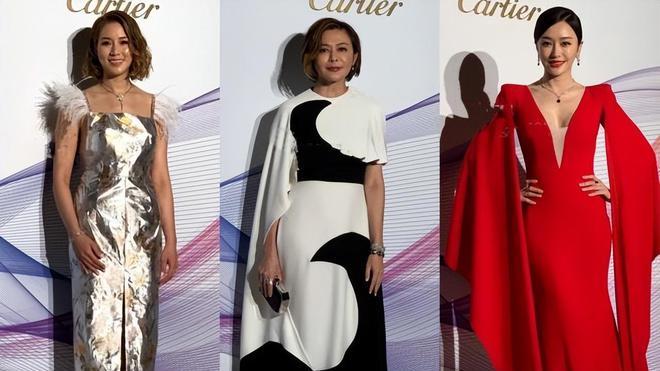 徐子淇|40岁徐子淇穿亮面长裙被43岁秦岚一袭红色长裙碾压， 不只差一点