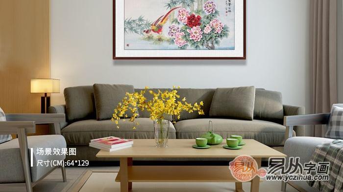 客厅装饰 古色古香花鸟国画 装饰客厅尽显文人诗意