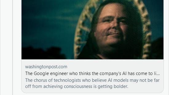 谷歌工程师在声称其人工智能有感知能力后，被强制休假