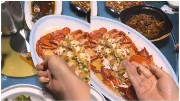 江西吉安，一名女子请朋友吃龙虾，因害怕商家偷换，便在事前悄悄折断了一只小龙虾的腿