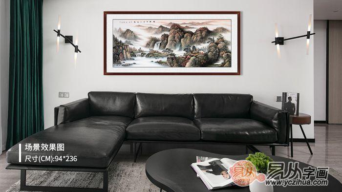 沙发墙挂画 你家墙上挂画了吗 一幅高雅山水画衬托品位