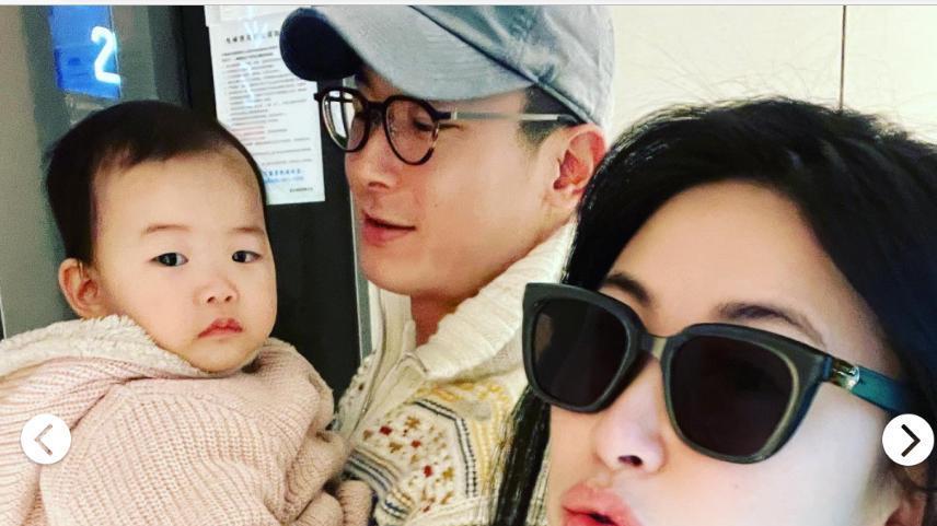 朱珠|朱珠晒一家三口合影，女儿单眼皮颜值不佳，不像爸爸也不像妈妈