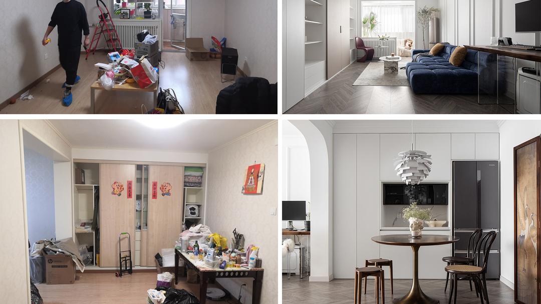 90后夫妻将70㎡老破小改造成清爽简约风，功能全收纳多，好看实用