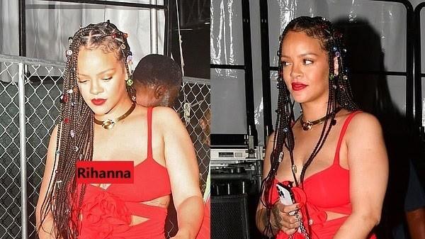 蕾哈娜|蕾哈娜回老家，红裙惹眼却需用包遮腿，150斤的身板比男友显壮硕