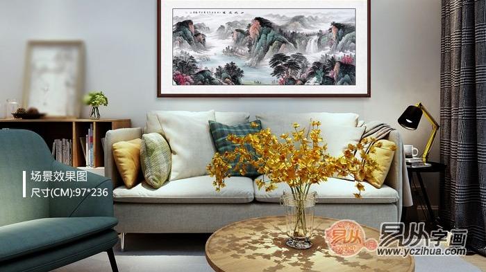 沙发墙装饰 中国山水画欣赏 挂在家中太好看了