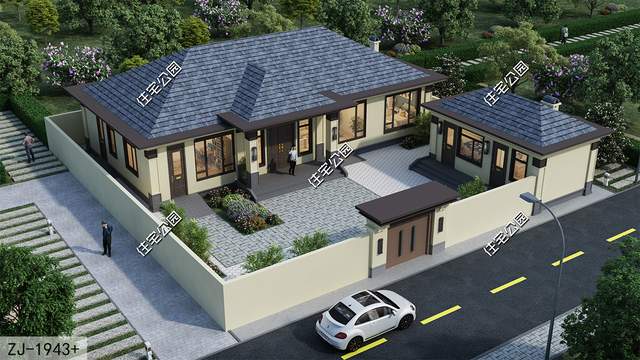 厨房外置+火炕+大客厅，19×12米一层养老房，北方地区首选住宅