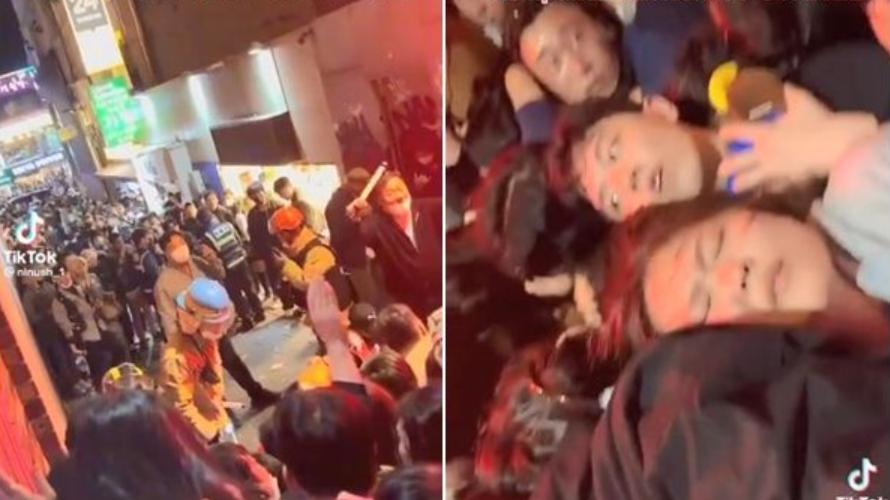首尔梨泰院窄巷第一视角曝光！男子被挤到“头歪眼神死”表情痛苦