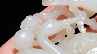和田玉籽料|清 和田玉籽料白玉 一路连科 鹭鸶 摆件 把件