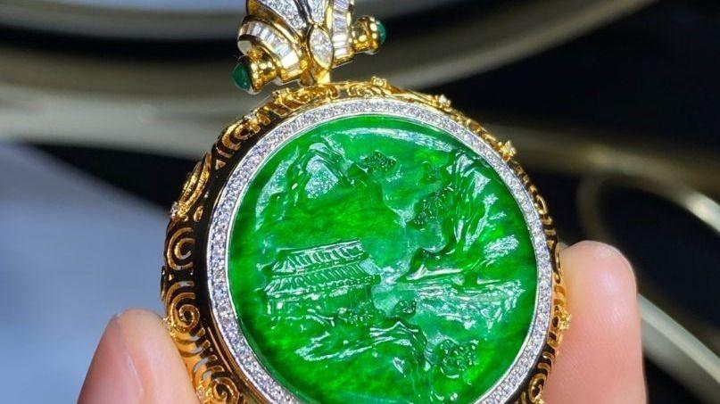 牡丹一元|山水牌，意境远，写意超然，情在山水