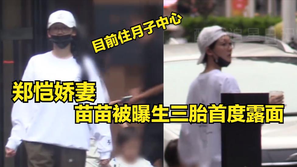 苗苗被曝三胎得女后露面，穿长衣长裤身形臃肿，住月子中心不回家