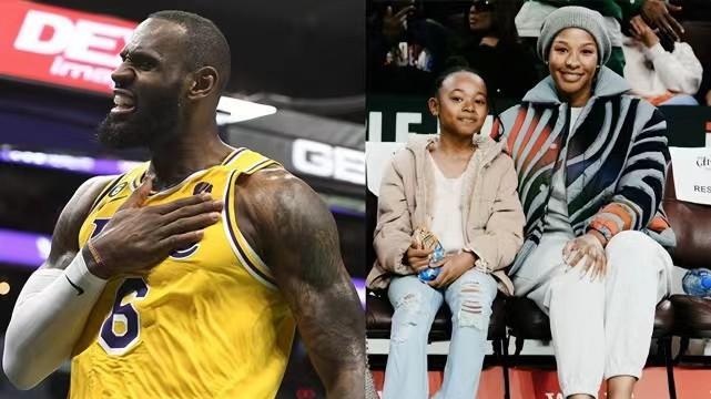 朱莉|詹姆斯晒妻女照，9岁女儿长相随爹，网友：是个漂亮的黑丫头！