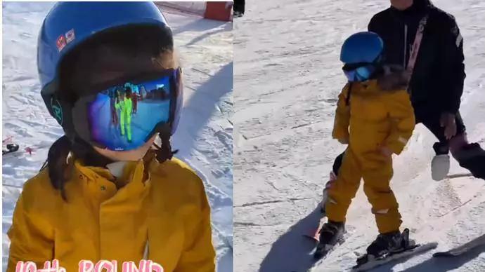 章子怡|好妈妈章子怡教育方式引争议！醒醒滑雪艰难前行，拒绝妈妈帮忙