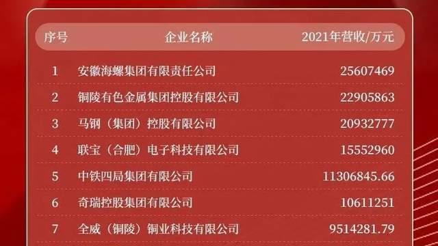 春节|2022年安徽省企业100强榜单分析，海螺集团领跑！