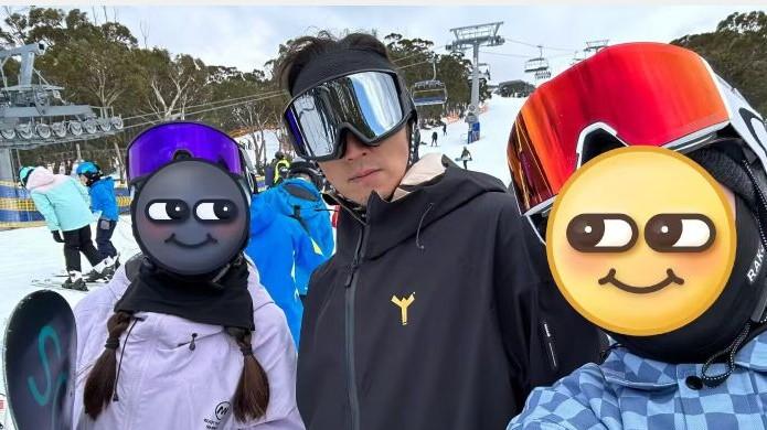 谢霆锋父子澳洲滑雪被偶遇，Lucas技术被指太菜，只能在初级赛道