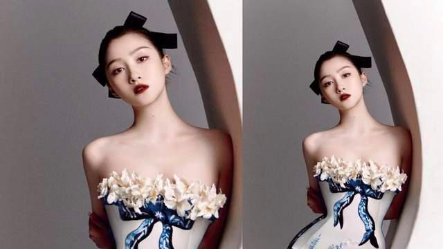 关晓彤|关晓彤上身百万非遗高定礼服，设计师陈采尼赞其腿长堪比180模特