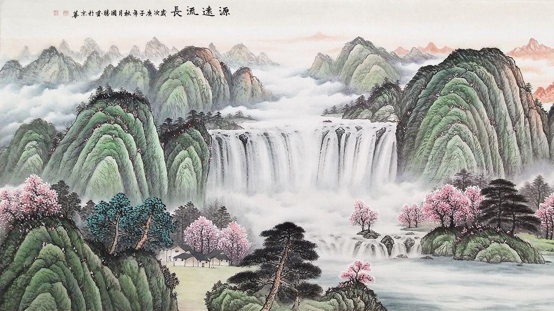 山水画|高档国画装饰 李国胜吉祥山水国画 挂在办公室很合适
