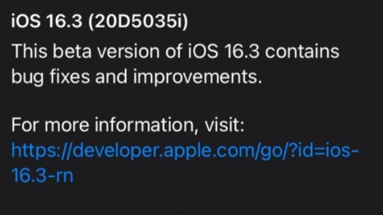 |iOS 16.3 开发者预览版 Beta 2推送，看看你收到更新没