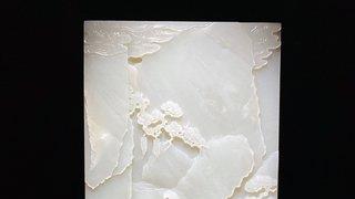 和田玉籽料|清乾隆 和田玉籽料 白玉 香山五老 松鹤延年 御题诗文 插屏 屏风 摆件