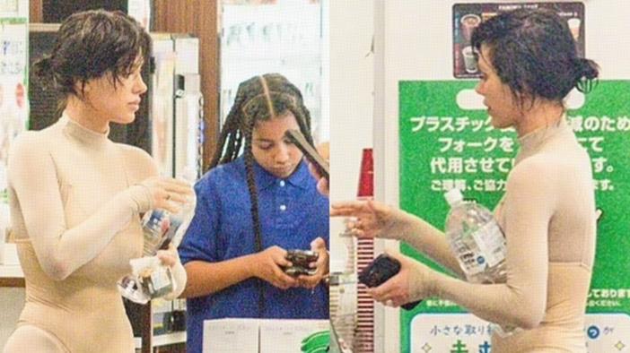 侃爷老婆穿连体衣，独自带娃逛东京！裹得严严实实，不敢露身材