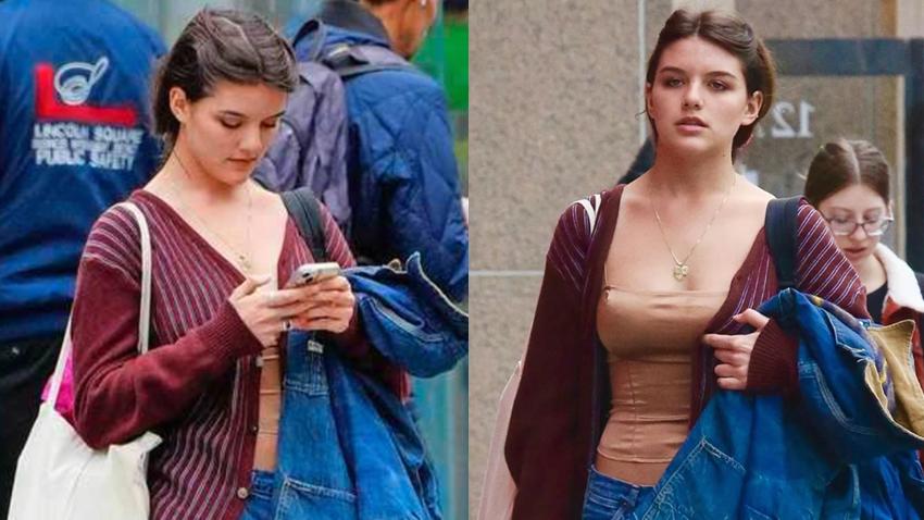 阿汤哥18岁女儿近照，穿低胸装出街！身材丰腴，成年后颜值退步