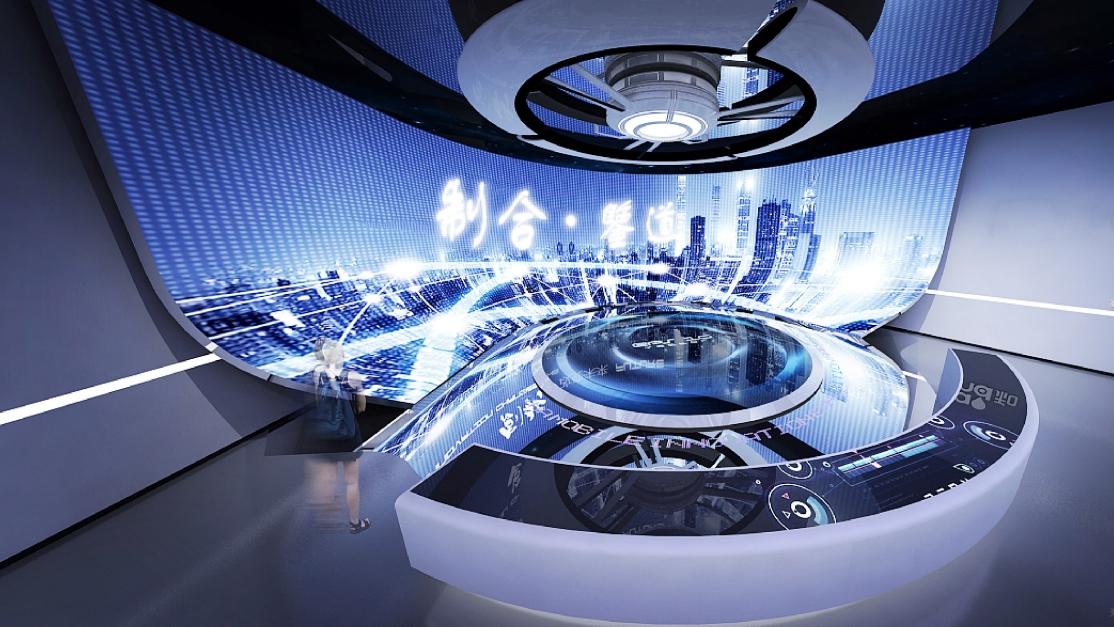 电子企业展厅设计|原筑展览-展厅全息技术的设备系统组成展示