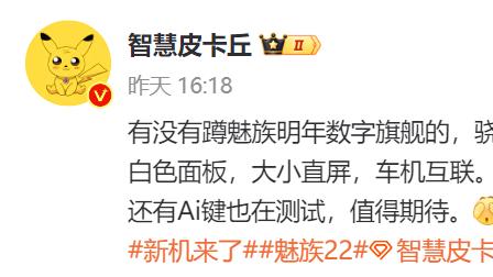 魅族22系列再次被确认：白色面板+大小直屏设计，AI按键也来了