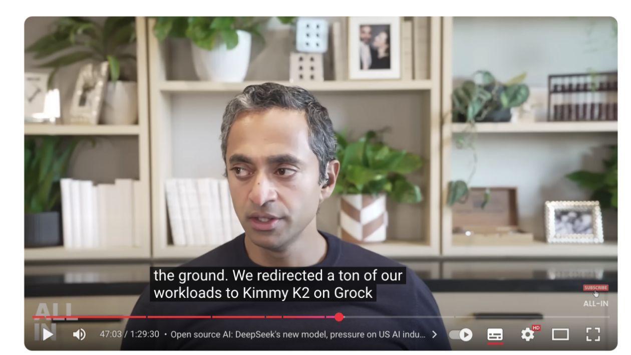 投資人查馬斯：公司已在使用中國開源大模型