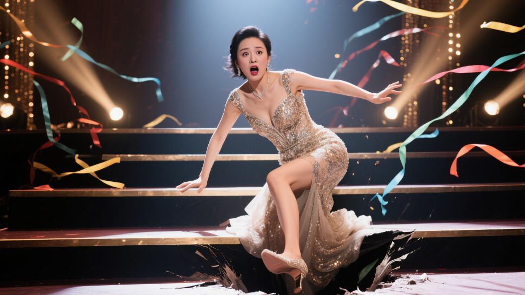 章子怡华表奖舞台意外摔倒，王一博成龙紧急搀扶，经纪人回应无大碍