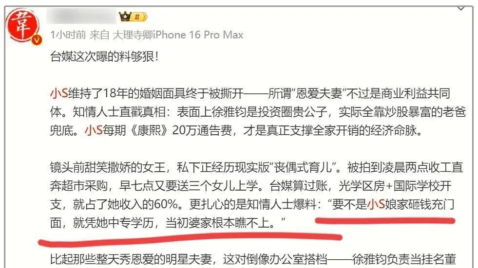 S家大戏反转？台娱人士揭秘：小S真实状况堪忧，“犬象公司”水很深？