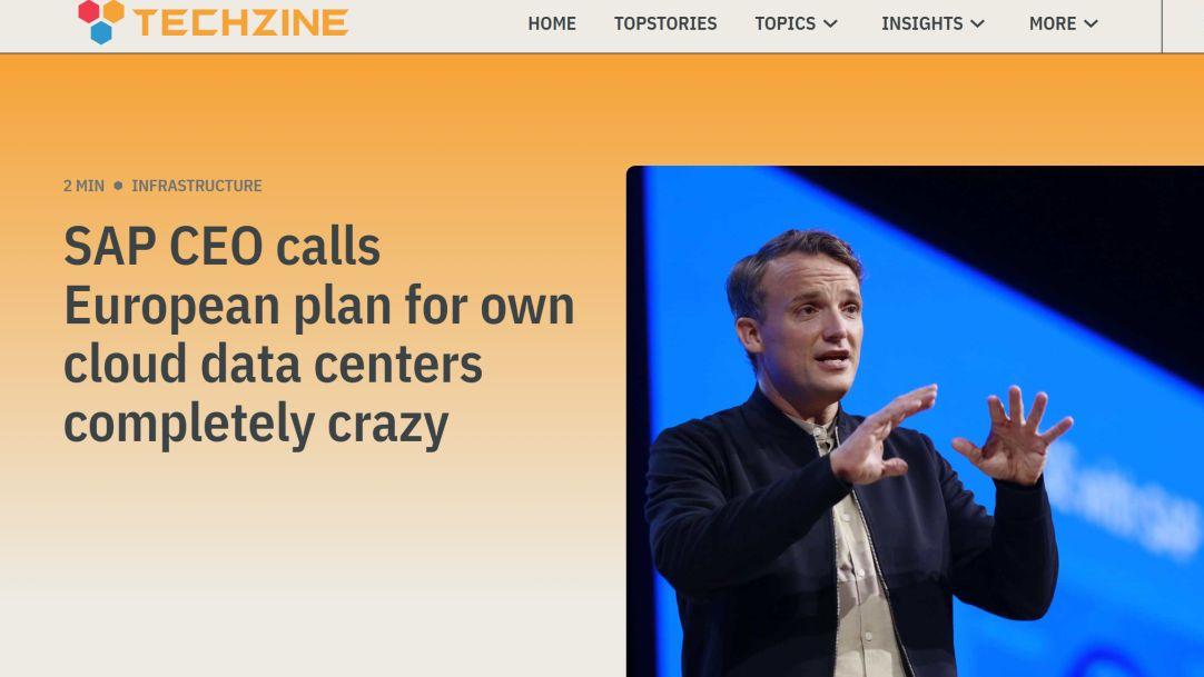 SAP首席执行官称欧洲自建云数据中心计划“完全不切实际”