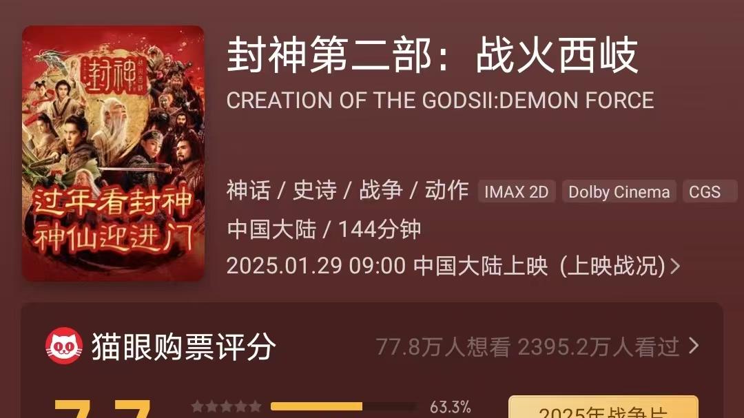 《封神2》即将下映，总票房12.25亿，亏损近6亿