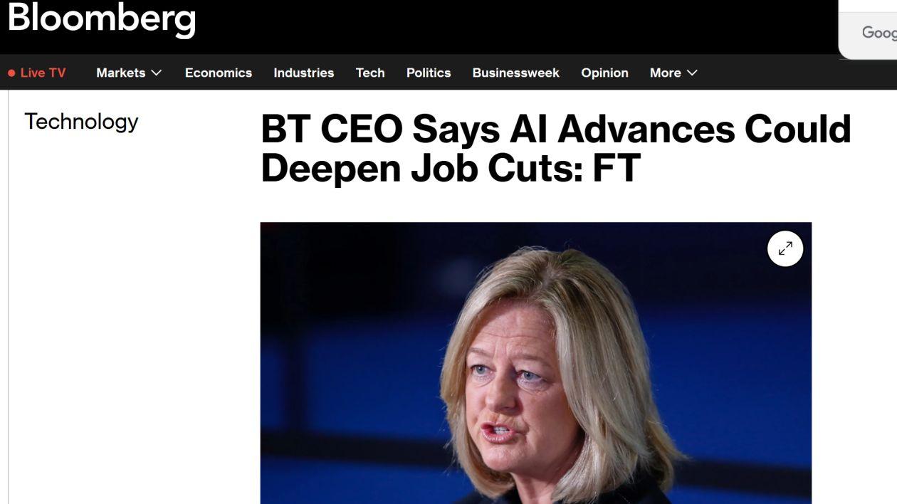 英国电信CEO称人工智能可能推动公司进一步裁员