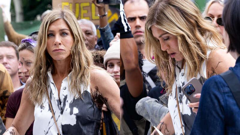 55岁性感女星街头遭泼黑油! 手戴百万金表全毁了