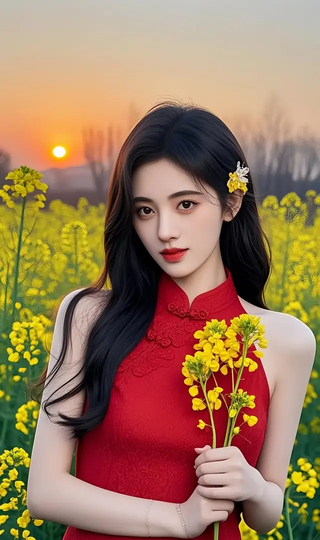 鞠婧祎花海旗袍，宛如从民国画卷中走来的佳人