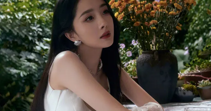 杨幂纯白抹胸礼裙，大长腿无敌了