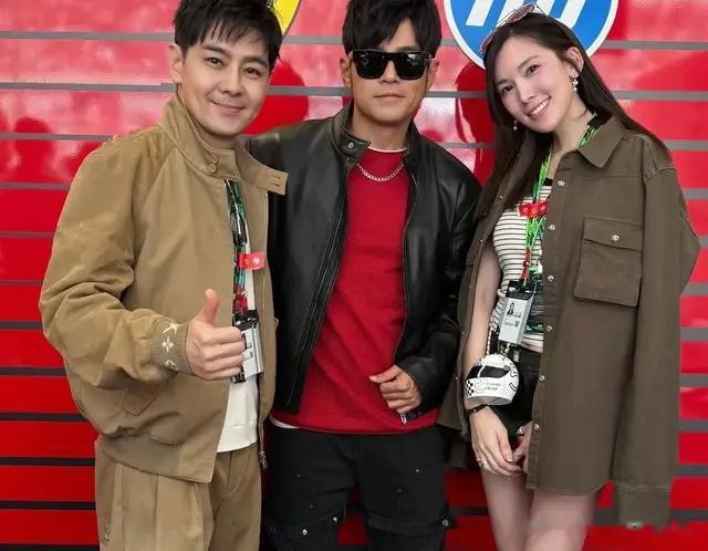 林志颖夫妇与周杰伦合影，39岁陈若仪自带长腿特效，阔太气质十足