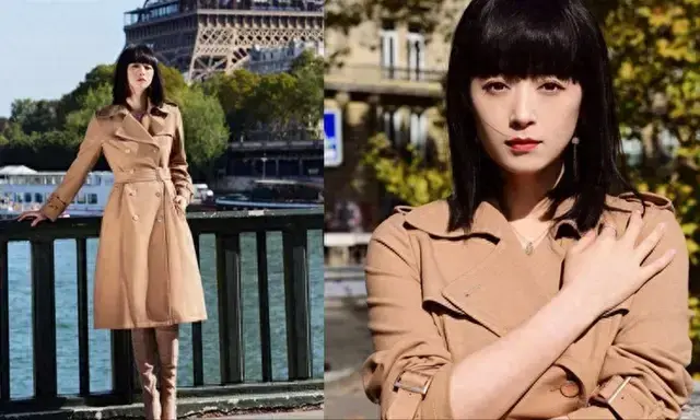 蒋欣齐刘海新造型，41岁美丽惊艳高级感十足