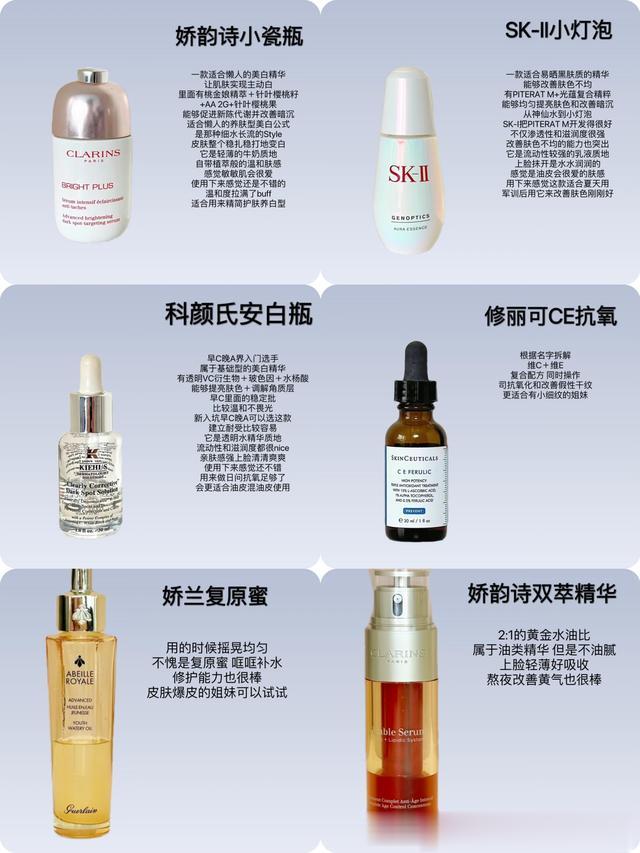 不同用途的美白精华怎么选择？分享6款大牌精华，看看哪款更适合