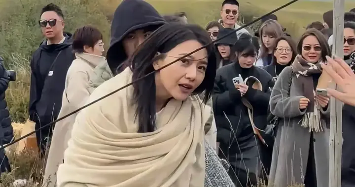 45岁高圆圆有岁月痕迹也美！黑色西装+米色披肩，温柔大气又高级