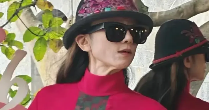 杨丽萍被偶遇，纯素颜下巴叠出5层褶，原生指甲长又白看着很粗糙